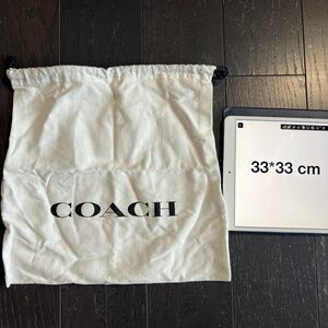 Coach white black logo dust bag storage decoration 33/33cm drawstring bag